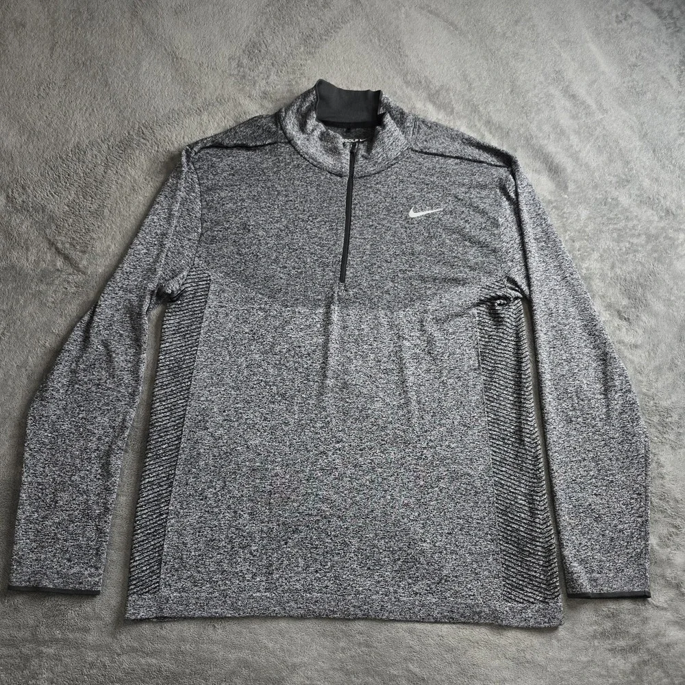 Nike Golf Dri Fit Shirt Mens XL Grey Modern Fit Long Sleeve Performance Stretch